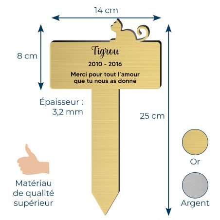 Plaque funéraire Silhouette personnalisée pour chat allongé