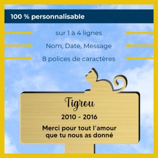 Plaque funéraire Silhouette personnalisée pour chat allongé
