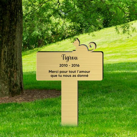Plaque funéraire Silhouette personnalisée pour chat allongé