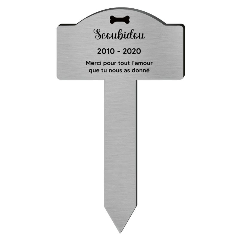 Plaque funéraire commémorative avec message personnalisé pour chien - Piquet prévu pour l'extérieur Plaque funéraire commémorative avec message personnalisé pour chien - Piquet prévu pour l'extérieur