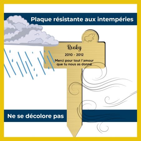 Plaque funéraire personnalisable pour enterrement animal jardin - Modèle silhouette hamster