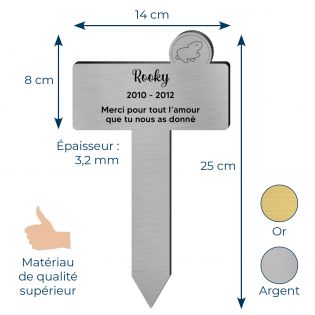 Plaque funéraire personnalisable pour enterrement animal jardin - Modèle silhouette hamster