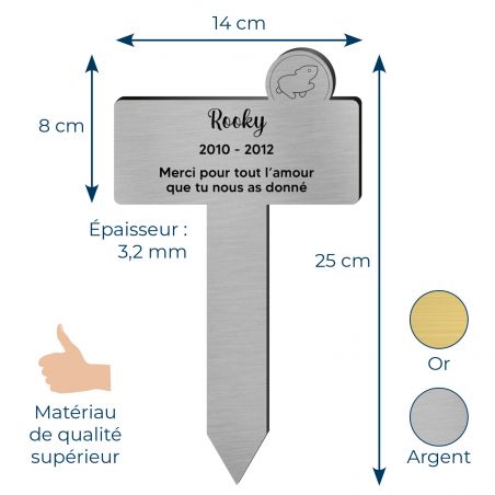 Plaque funéraire personnalisable pour enterrement animal jardin - Modèle silhouette hamster