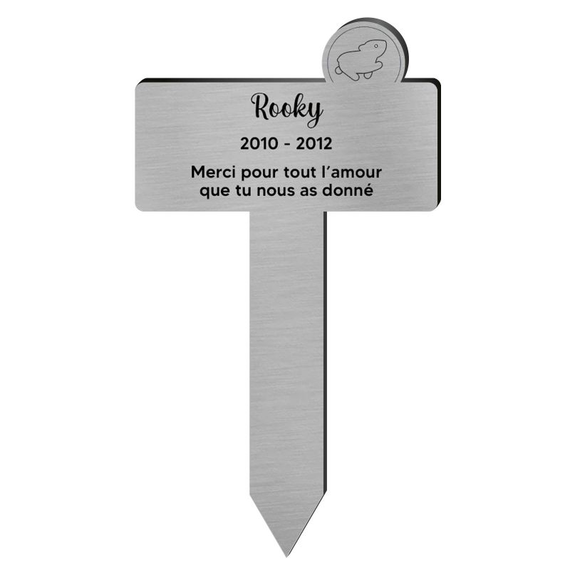 Plaque funéraire personnalisable pour enterrement animal jardin - Modèle silhouette hamster Plaque funéraire personnalisable pour enterrement animal jardin - Modèle silhouette hamster