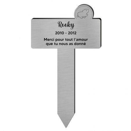 Plaque funéraire personnalisable pour enterrement animal jardin - Modèle silhouette hamster