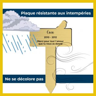 Plaque funéraire personnalisable pour enterrement animal jardin - Modèle silhouette oiseau