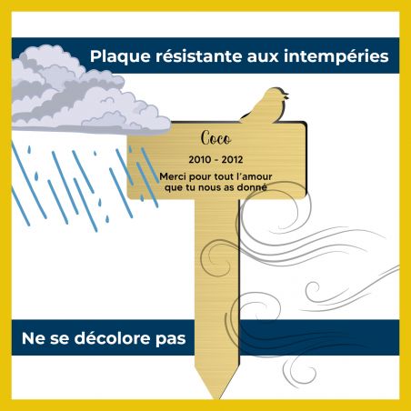Plaque funéraire Silhouette personnalisée pour oiseau