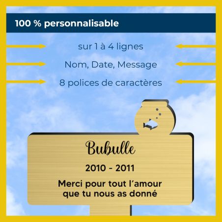 Plaque funéraire Silhouette personnalisée pour poisson