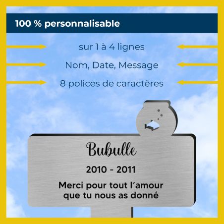 Plaque funéraire Silhouette personnalisée pour poisson