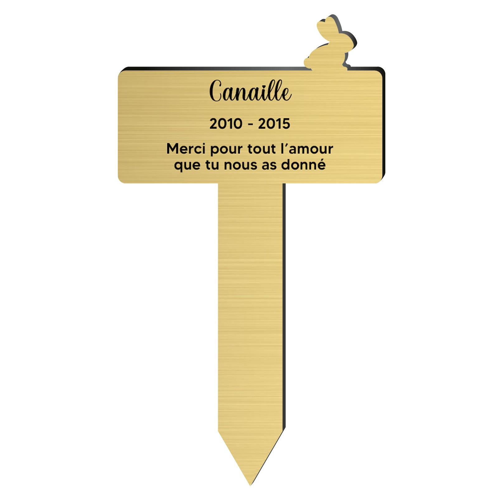 Plaque funéraire personnalisable pour enterrement animal jardin - Modèle silhouette lapin