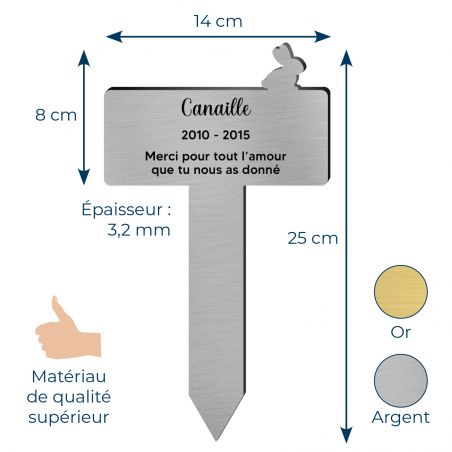 Plaque funéraire Silhouette personnalisée pour lapin