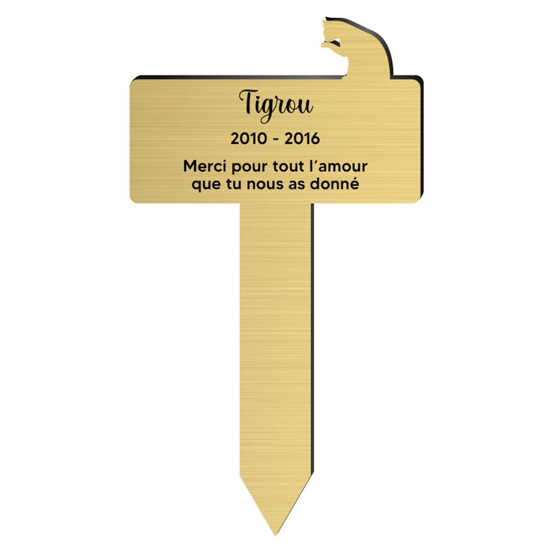 Customizable funeral plaque for animal garden burial - Sitting cat silhouette model Customizable funeral plaque for animal garden burial - Sitting cat silhouette model