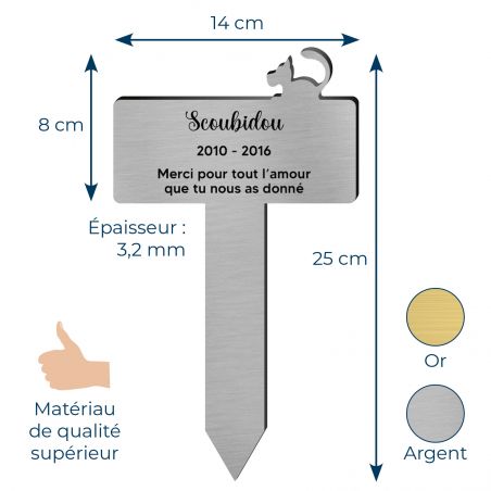 Plaque funéraire silhouette personnalisée pour chien