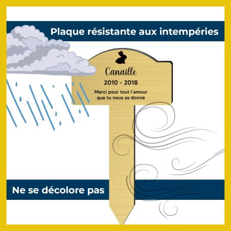 Plaque souvenir pour lapin avec gravure message personnalisé - Piquet prévu pour l'extérieur