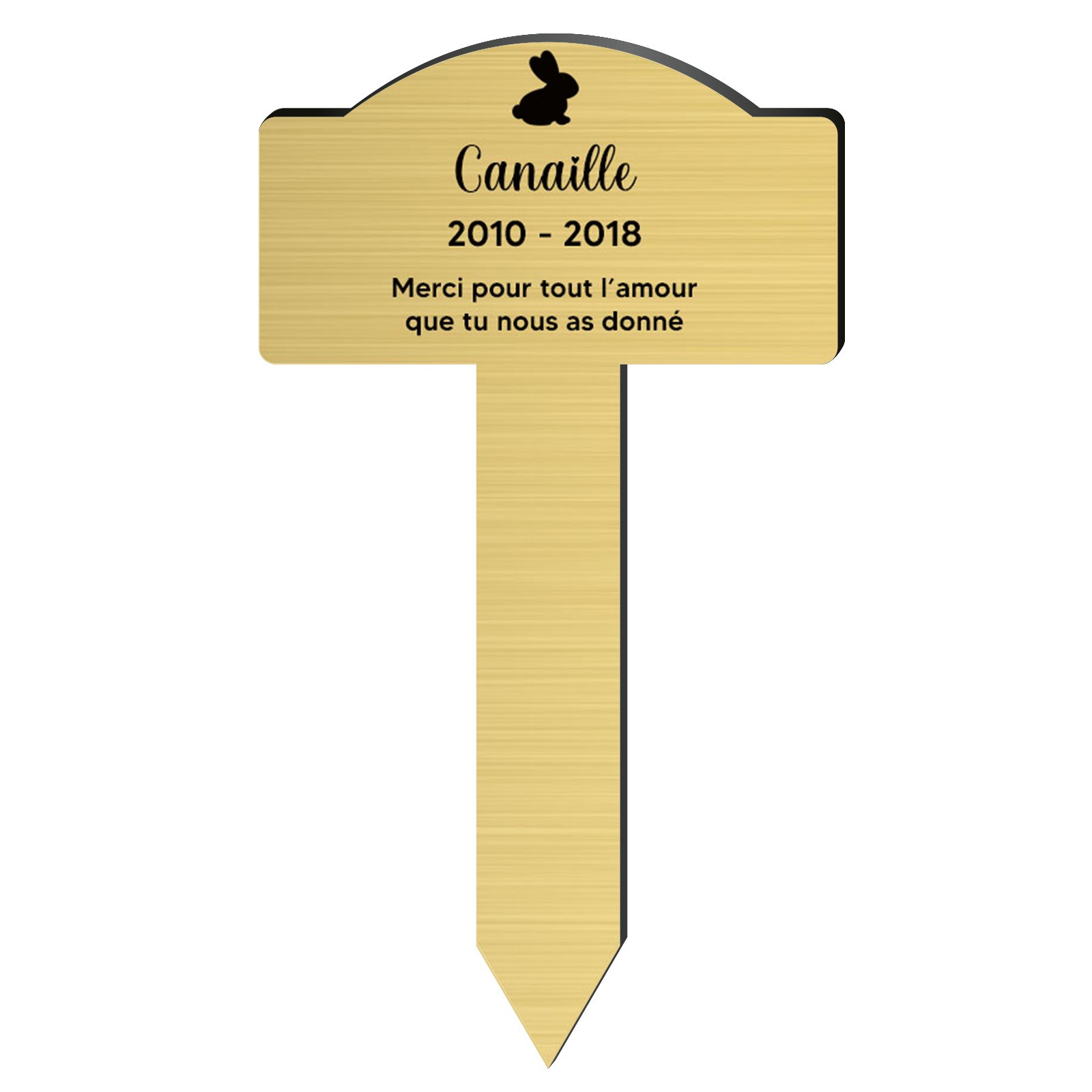 Plaque souvenir pour lapin avec gravure message personnalisé - Piquet prévu pour l'extérieur