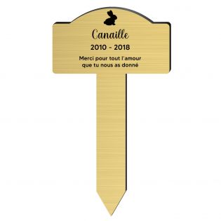 Plaque souvenir pour lapin avec gravure message personnalisé - Piquet prévu pour l'extérieur