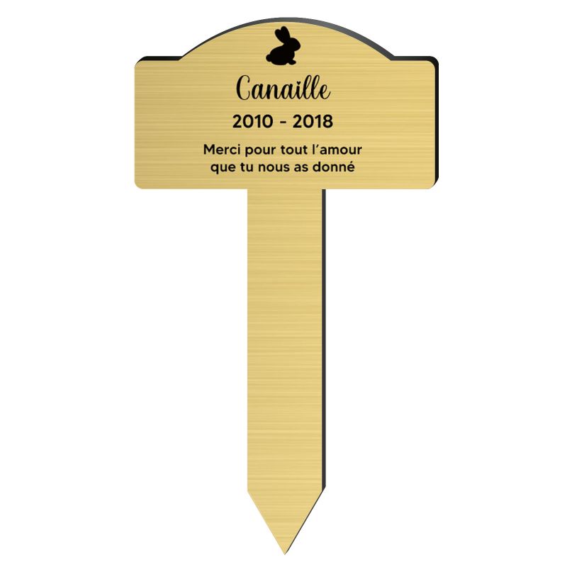 Plaque souvenir pour lapin avec gravure message personnalisé - Piquet prévu pour l'extérieur Plaque souvenir pour lapin avec gravure message personnalisé - Piquet prévu pour l'extérieur