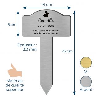 Plaque souvenir pour lapin avec gravure message personnalisé - Piquet prévu pour l'extérieur