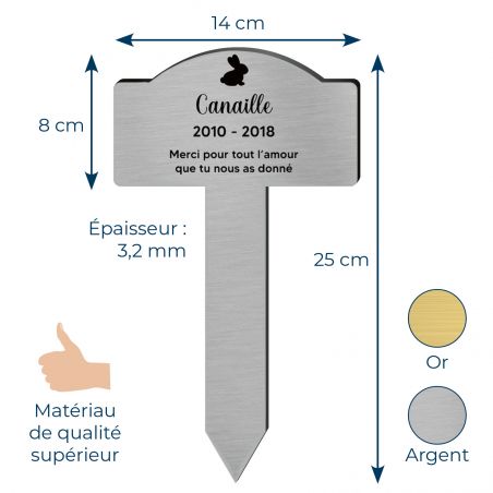Plaque funéraire personnalisée pour lapin