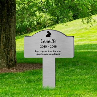 Plaque souvenir pour lapin avec gravure message personnalisé - Piquet prévu pour l'extérieur