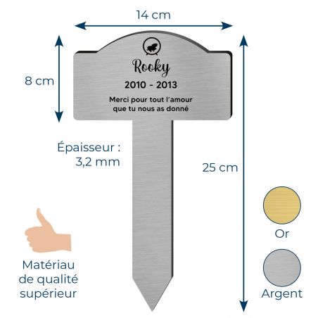 Plaque souvenir pour hamster, rongeur avec gravure message personnalisé - Piquet prévu pour l'extérieur