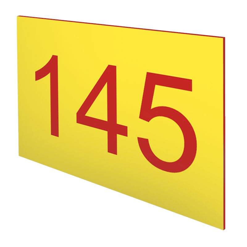 Numéro pour boite aux lettres personnalisable rectangle format médium (70x50mm) jaune chiffres rouges Numéro pour boite aux lettres personnalisable rectangle format médium (70x50mm) jaune chiffres rouges
