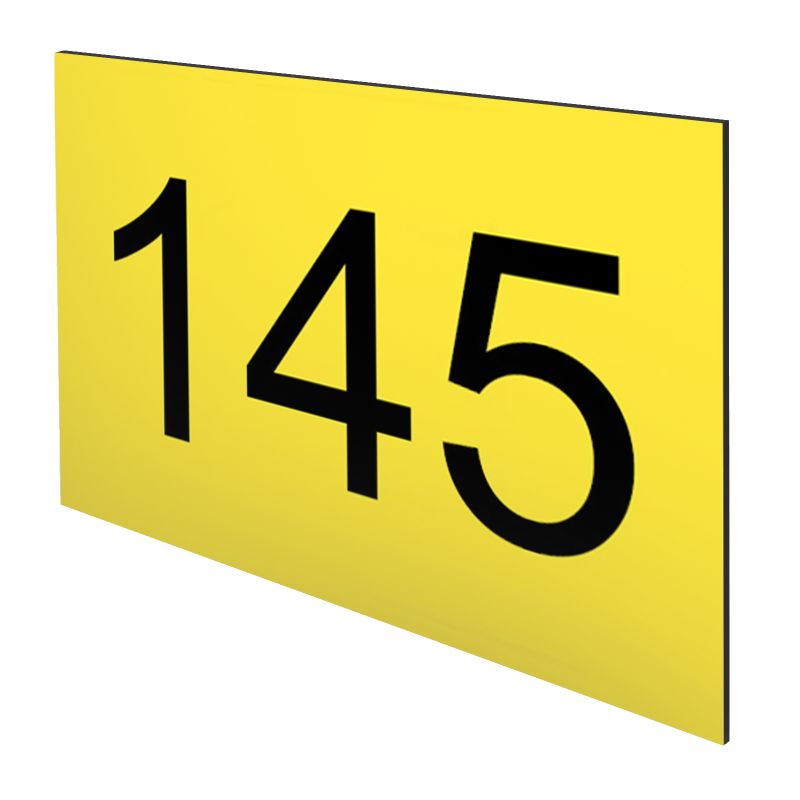 Numéro pour boite aux lettres personnalisable rectangle format médium (70x50mm) jaune chiffres noirs Numéro pour boite aux lettres personnalisable rectangle format médium (70x50mm) jaune chiffres noirs