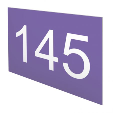 Numéro pour boite aux lettres personnalisable rectangle grand format (100x70mm) violet chiffres blancs