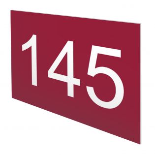 Numéro pour boite aux lettres personnalisable rectangle format médium (70x50mm) bordeaux chiffres blancs