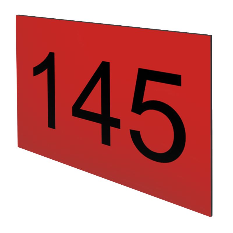 Numéro pour boite aux lettres personnalisable rectangle format médium (70x50mm) rouge chiffres noirs Numéro pour boite aux lettres personnalisable rectangle format médium (70x50mm) rouge chiffres noirs