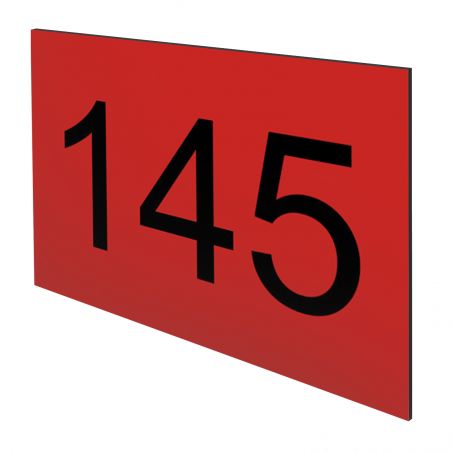 Numéro pour boite aux lettres personnalisable rectangle format médium (70x50mm) rouge chiffres noirs