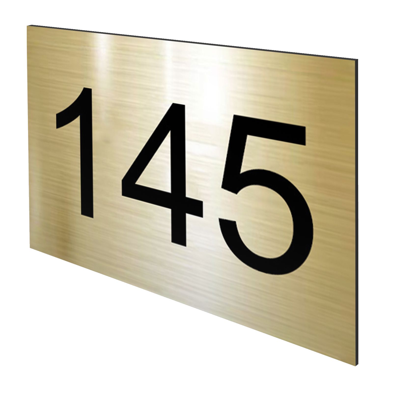 Numéro pour boite aux lettres personnalisable rectangle grand format (100x70mm) or brossé chiffres noirs