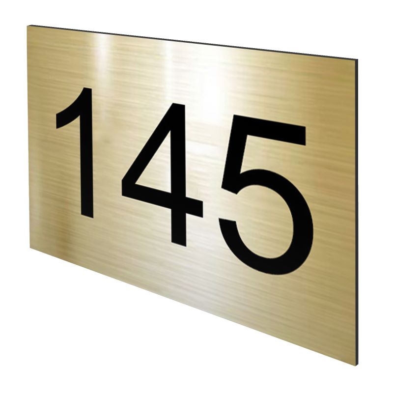 Numéro pour boite aux lettres personnalisable rectangle grand format (100x70mm) or brossé chiffres noirs Numéro pour boite aux lettres personnalisable rectangle grand format (100x70mm) or brossé chiffres noirs