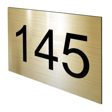 Numéro pour boite aux lettres personnalisable rectangle grand format (100x70mm) or brossé chiffres noirs