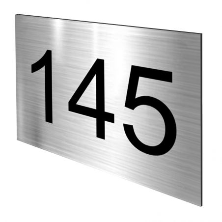 Numéro pour boite aux lettres personnalisable rectangle format médium (70x50mm) argent chiffres noirs