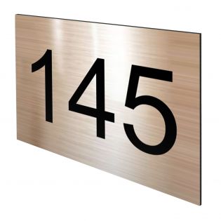 Numéro pour boite aux lettres personnalisable rectangle grand format (100x70mm) cuivre chiffres noirs
