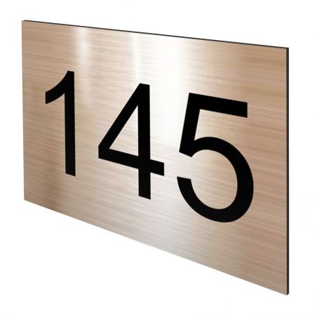 Numéro pour boite aux lettres personnalisable rectangle grand format (100x70mm) cuivre chiffres noirs