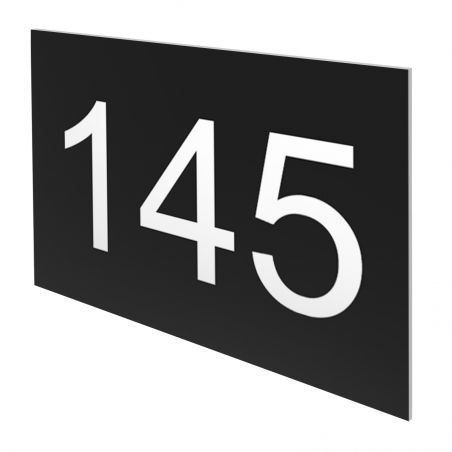 Numéro pour boite aux lettres personnalisable rectangle petit format (50x35mm) noir chiffres blancs