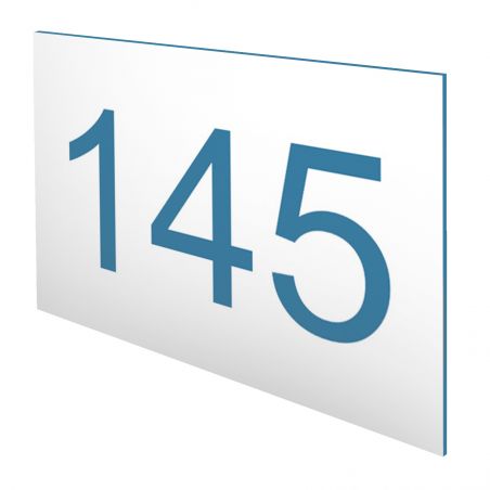 Numéro pour boite aux lettres personnalisable rectangle format médium (70x50mm) blanc chiffres bleus