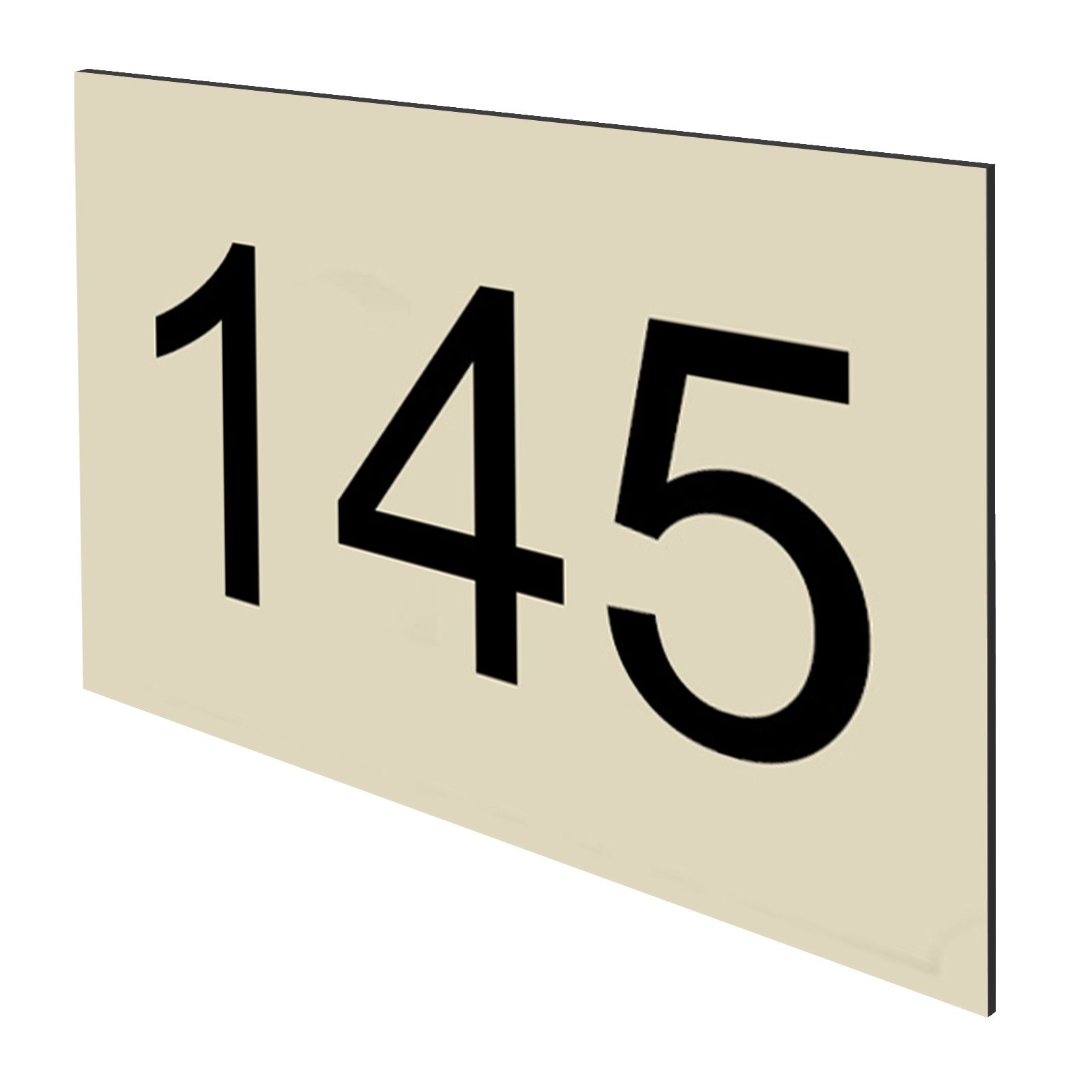 Numéro pour boite aux lettres personnalisable rectangle petit format (50x35mm) beige chiffres noirs