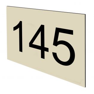 Numéro pour boite aux lettres personnalisable rectangle petit format (50x35mm) beige chiffres noirs