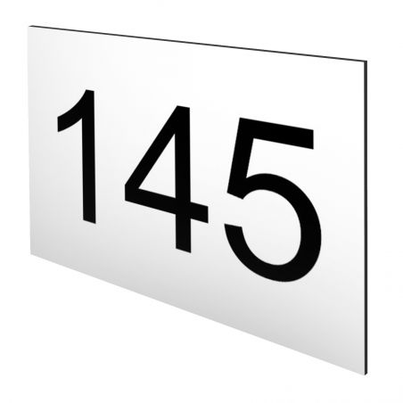 Numéro pour boite aux lettres personnalisable rectangle petit format (50x35mm) blanc chiffres noirs