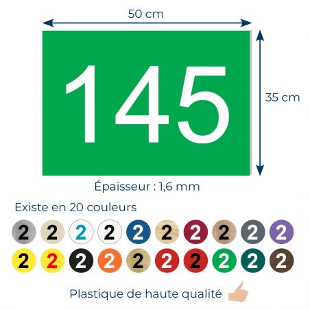 Numéro pour boite aux lettres personnalisable rectangle petit format (50x35mm) vert pomme chiffres blancs