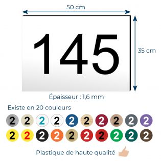 Numéro pour boite aux lettres personnalisable rectangle petit format (50x35mm) blanc chiffres noirs