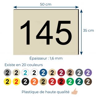 Numéro pour boite aux lettres personnalisable rectangle petit format (50x35mm) beige chiffres noirs