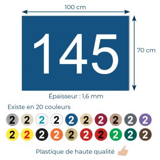 Numéro pour boite aux lettres personnalisable rectangle grand format (100x70mm) bleu chiffres blancs