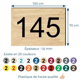 Numéro pour boite aux lettres personnalisable rectangle grand format (100x70mm) effet bois clair chiffres noirs