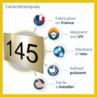 Numéro pour boite aux lettres personnalisable rectangle grand format (100x70mm) vert foncé chiffres blancs