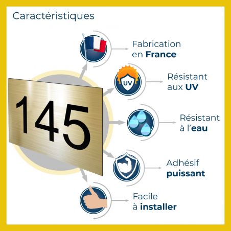 Numéro pour boite aux lettres personnalisable rectangle grand format (100x70mm) vert foncé chiffres blancs