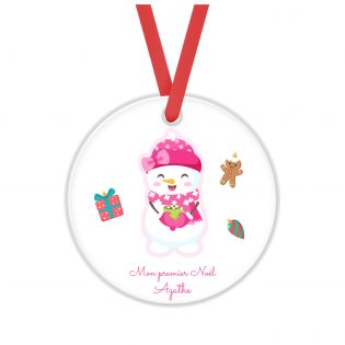 Décoration de Noël rouge personnalisée - Cadeau Noël, décoration sapin de Noël en plexiglass